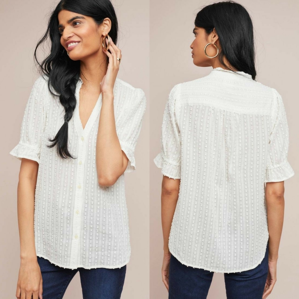 anthropologie swiss dot blouse